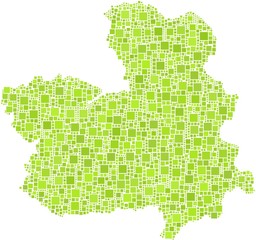 Region of Castile - La Mancha in a mosaic of green squares