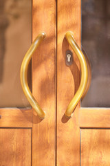 wooden door of a public building