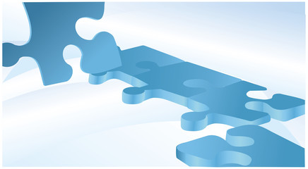 Blue vector background with puzzles