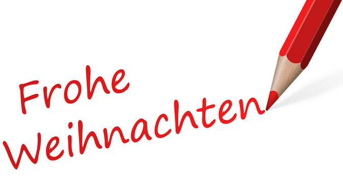 roter Stift mit Text " Frohe Weihnachten "