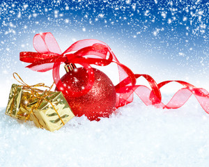 Christmas card with red ball