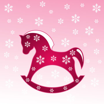 Pink Horse With Snowflakes