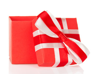 Red gift box with an open cover