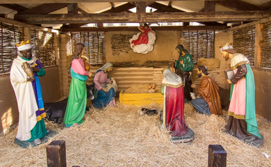 Nativity Scene, born of Jesus Christ - obrazy, fototapety, plakaty