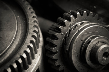 Closeup of metal  gears