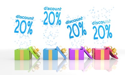 birthday present boxes with discount icon