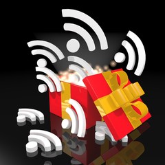 noble christmas present with wifi symbol