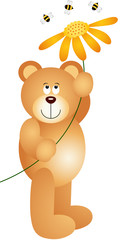 Teddy Bear Holding Flower
