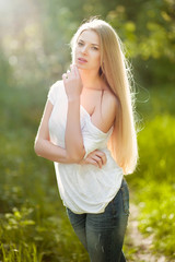 Fototapeta premium Attractive beautiful woman portrait outdoor