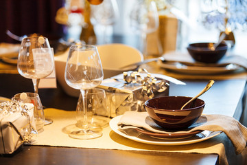 Decorated christmas table