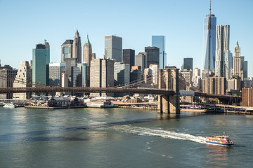 Fototapeta na wymiar New York City Brooklyn Bridge panoramę miasta
