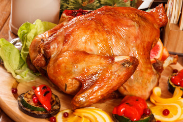 Garnished roasted turkey