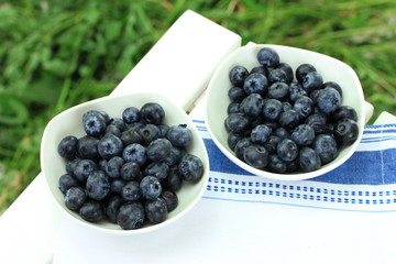 Blueberries in plates