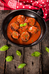Meat balls in pan