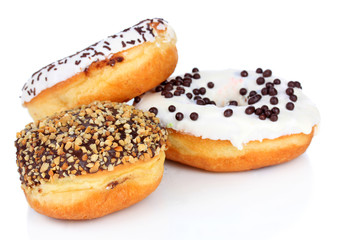 Sweet donuts isolated on white