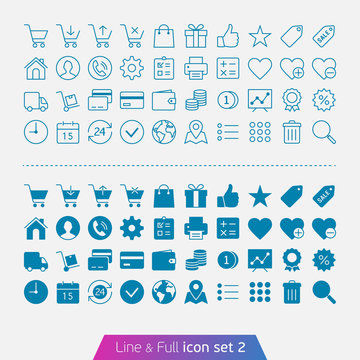 Shopping and money set 2. Trendy thin icons for web and mobile.