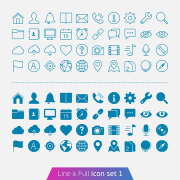 Universal Basic set 1. Trendy thin icons for web and mobile. Lin