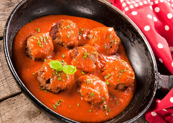 Meat in pan