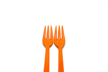 orange fork isolated on white
