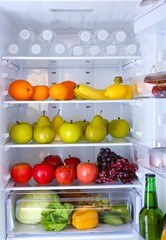 Fototapeta na wymiar Refrigerator full of food