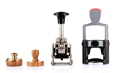 New and old stamps, isolated on white