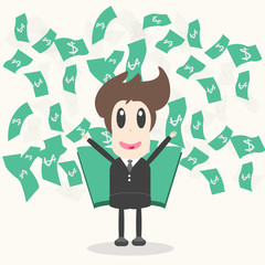 Business Man with money Vector Illustration