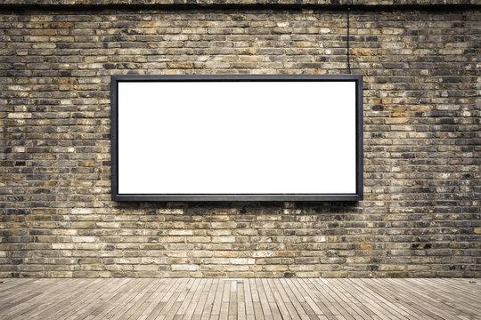 Blank Billboard On Old Brick Wall