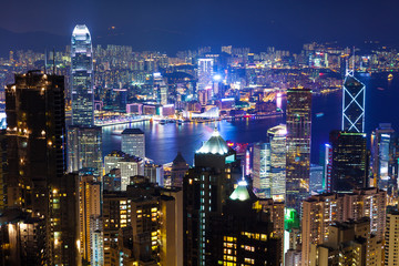 Fototapeta na wymiar Urban Cityscape in Hong Kong at night