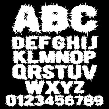 Vector Set Of White Studded Scary Alphabet