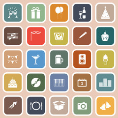 New year flat icons on orange background