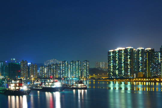 City in Hong Kong at night