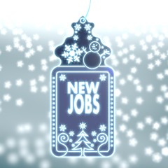 magic christmas label with new jobs sign