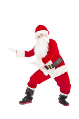 Fototapeta na wymiar Happy Christmas Santa Claus dancing