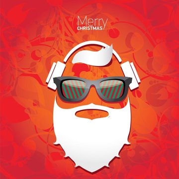 Vector Hipster santa poster for party or greeting card.