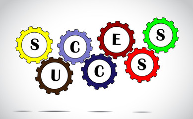 success team work progress concept colorful gears vector