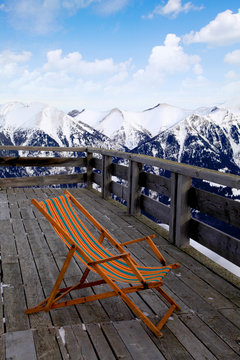 lounge chair at ski resort (Alps)