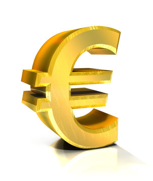 3d golden euro symbol