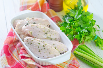 raw chicken wings with spice