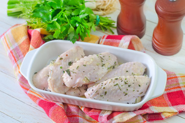 raw chicken wings with spice