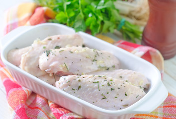 raw chicken wings with spice