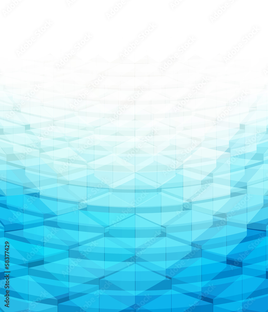 Poster abstract blue geometric background with 3d effect