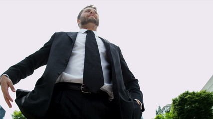 City Businessman Celebrating Ambition Success