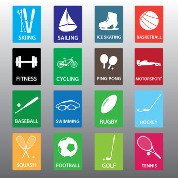 sport equipment color icon set eps10