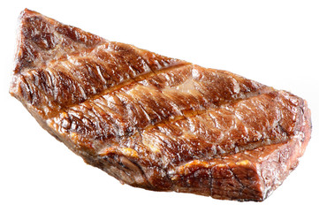Piece of meat Isolated on white. Grilled Beef Steak.
