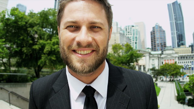 Portrait Young Bearded Caucasian Businessman