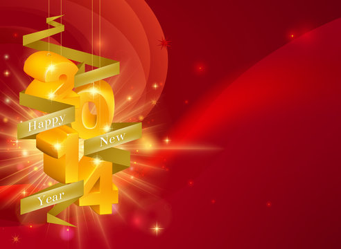 Red Happy New Year 2014 Background