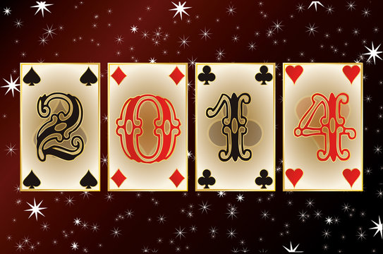 2014 New Year poker style, vector illustration