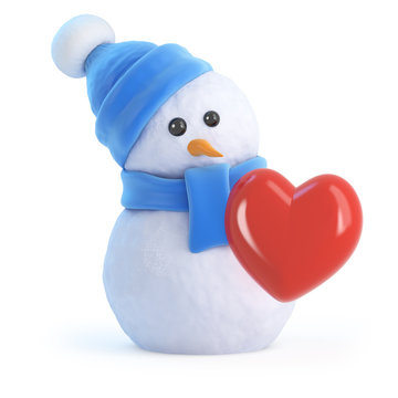 Snowman has a heart