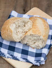 Loaf of sourdough bread in rustic kitchend setting