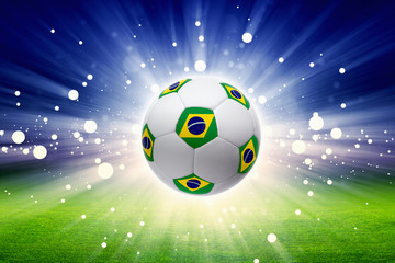 Fototapeta premium Soccer ball with brazil flag